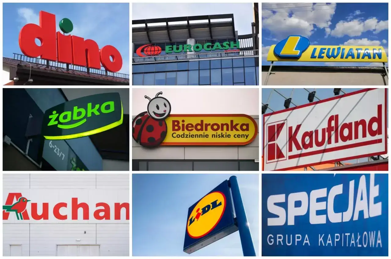 logotypy sklepów spożywczych polska biedronka lidl kaufland auchan carrefour netto